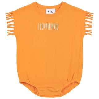 Kix Baby Boy Barcode Print Romper Orange