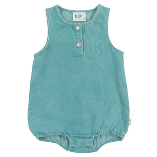 Kix Baby Boy Denim Romper Teal