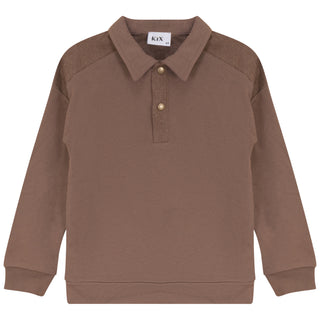 Kix Boys Denim Detail Polo Brown