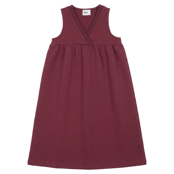 Kix Girls V Neck High Waist Maxi Dress With Tshirt Burgundy