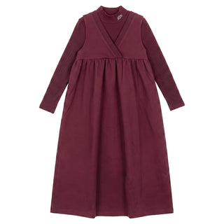 Kix Girls V Neck High Waist Maxi Dress With Tshirt Burgundy