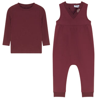 Kix Baby V Neck High Romper Burgundy