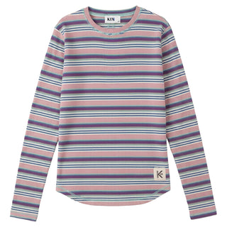 Kix Girls Multicolor Striped Rib Tee Mint