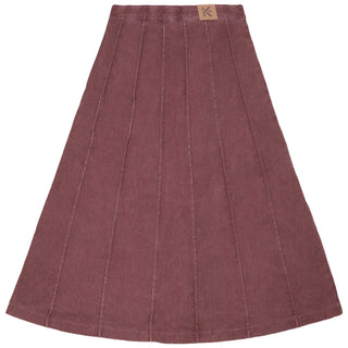 Kix Teens Denim Panel Midi Skirt Burgundy