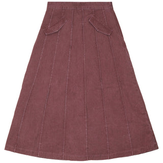 Kix Teens Denim Panel Midi Skirt Burgundy