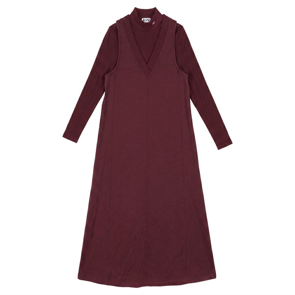 Kix Teens V Neck Maxi Dress Burgundy