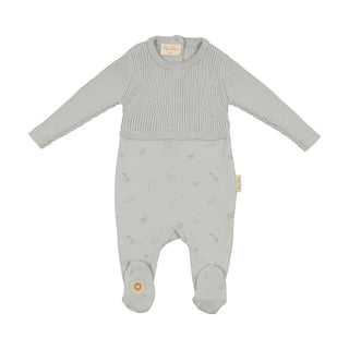 Mon Tresor Baby Knit & Print Footie Blue Dawn