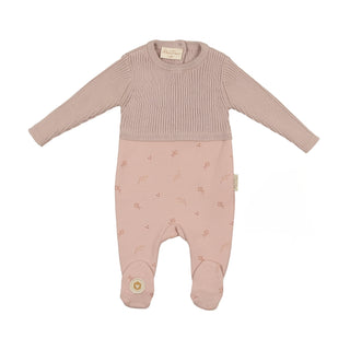 Mon Tresor Baby Knit & Print Footie Rose Smoke