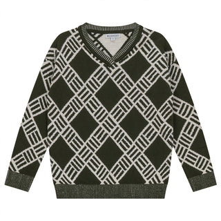 Blumint Boys Print Knit Sweater-Latte/Moss