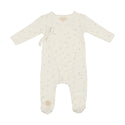 Mon Tresor Baby Leaf Print Wrap Footie Ivory & Green