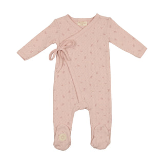 Mon Tresor Baby Leaf Print Wrap Footie Light Rose