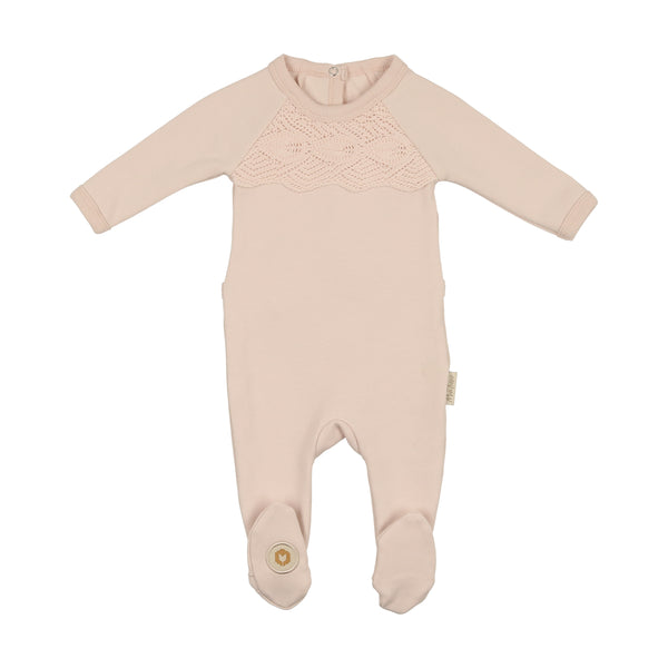 Mon Tresor Baby Look Of Lace Footie Barely Pink