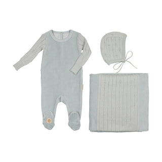 Mon Tresor Baby Luxe Texture Layette Set Blue Dawn