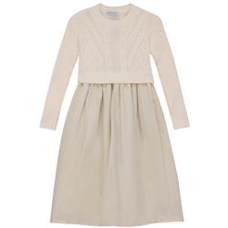 Blumint Girls Cable Knit And Taffeta Dress Cream