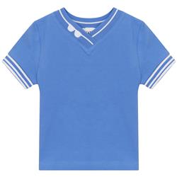 Kix Boys Embroidered Detail Pique Top Blue