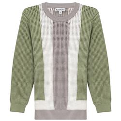 Blumint Boys Color Block Crochet Sweater Green/White/Smoke