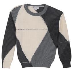 Mann Boys Color Blocked Argyle Sweater Grey/Cream