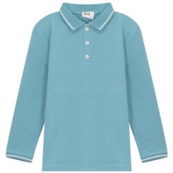 Kix Printed Ribbon Detail Long Sleeves Polo Aqua