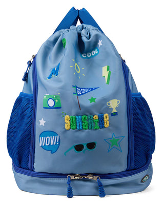Buy dusty-blue Memoi Saying &amp; Logos Bag