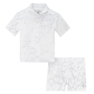 Mann Boys Jaquard Shirt Set White/Blue