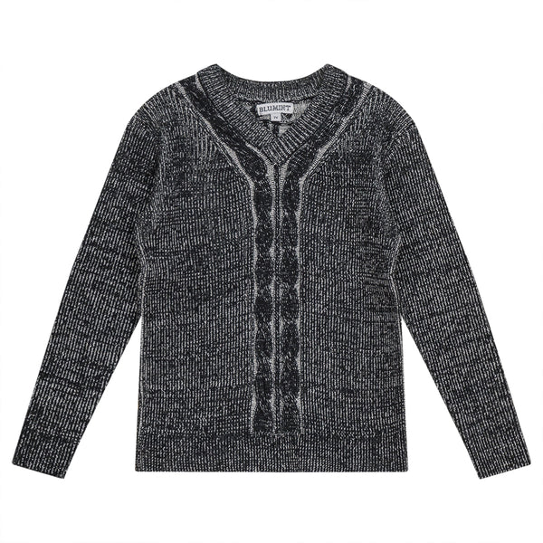 Blumint Boys Large Cable Sweater-Black/Latte