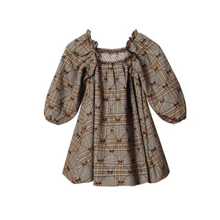 Banim Girls Checked Dress With Brown Bows