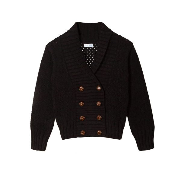 Banim Boys Double Breasted Sweater Black With Brown Buttons