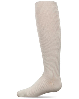 Buy winter-white Memoi Girls Thin Ribbed Cotton Tights