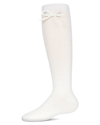 Buy winter-white MeMoi Ribbed Bow Knee High