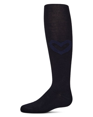 Buy navy MeMoi Girls Terry Heart Cotton Tights