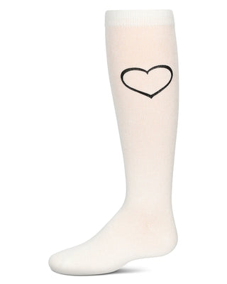 Buy winter-white MeMoi Puff Paint Heart Knee High Socks