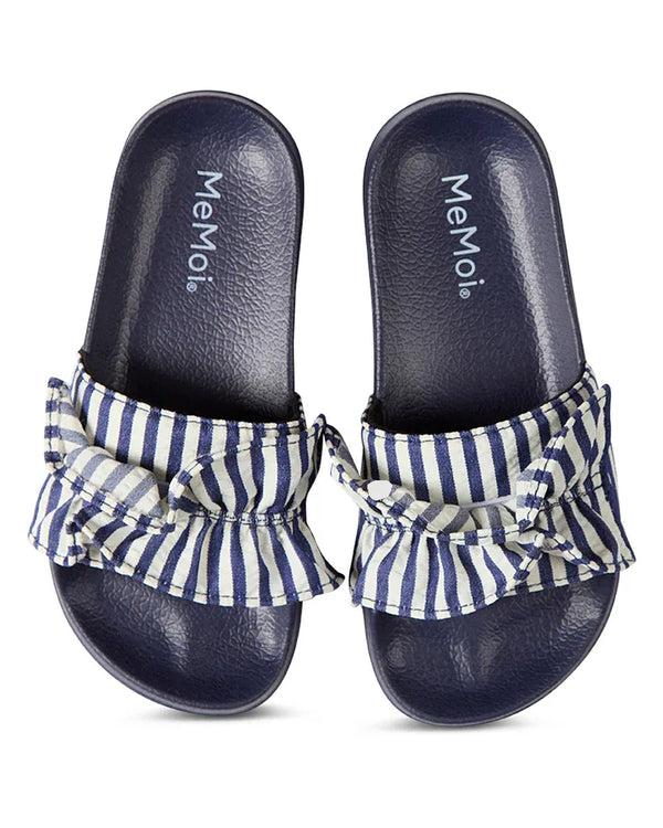Memoi Ruffle Stripe Slide