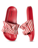 Memoi Ruffle Stripe Slide