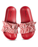 Memoi Ruffle Stripe Slide