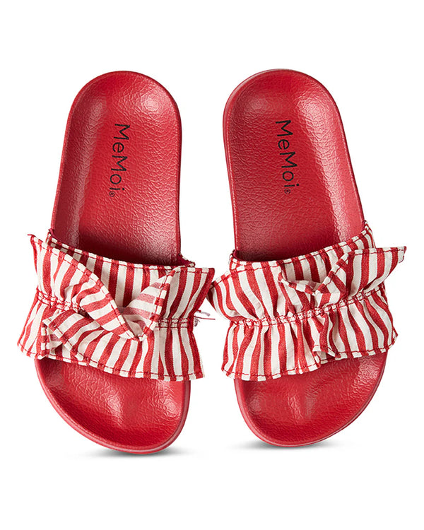 Memoi Ruffle Stripe Slide