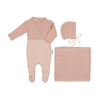 Mon Tresor Baby Mock-Cardigan Layette Set Light Rose