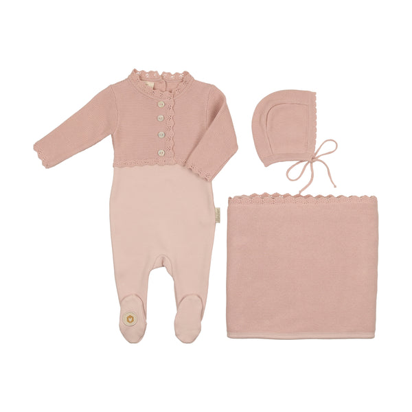 Mon Tresor Baby Mock-Cardigan Layette Set Light Rose