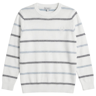 Blumint Boys Striped Design Ribbed Sweater White/Navy
