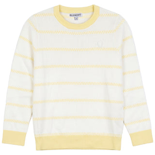 Blumint Boys Striped Design Ribbed Sweater White/Yellow