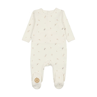Mon Tresor Baby Nature's Print Footie Ivory & Taupe