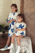 Pompomme Baby Large Floral Print Romper White/Blue
