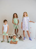 Kix Boys Striped Denim Toddler Shirt White/Green