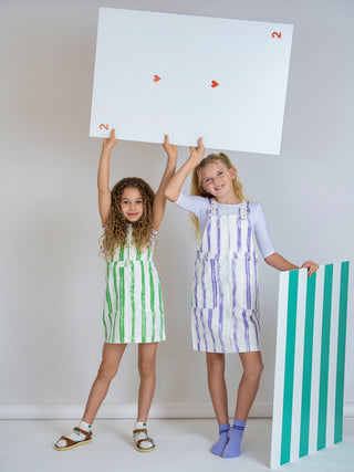 Kix Girls Striped Denim Jumper White/Green