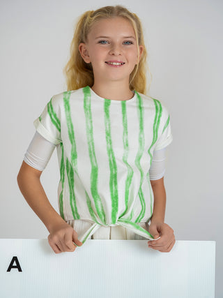 Kix Teen Striped denim T-shirt White/Green