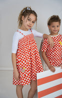 Kix Girls Picnic Gingham Jumper Red/White