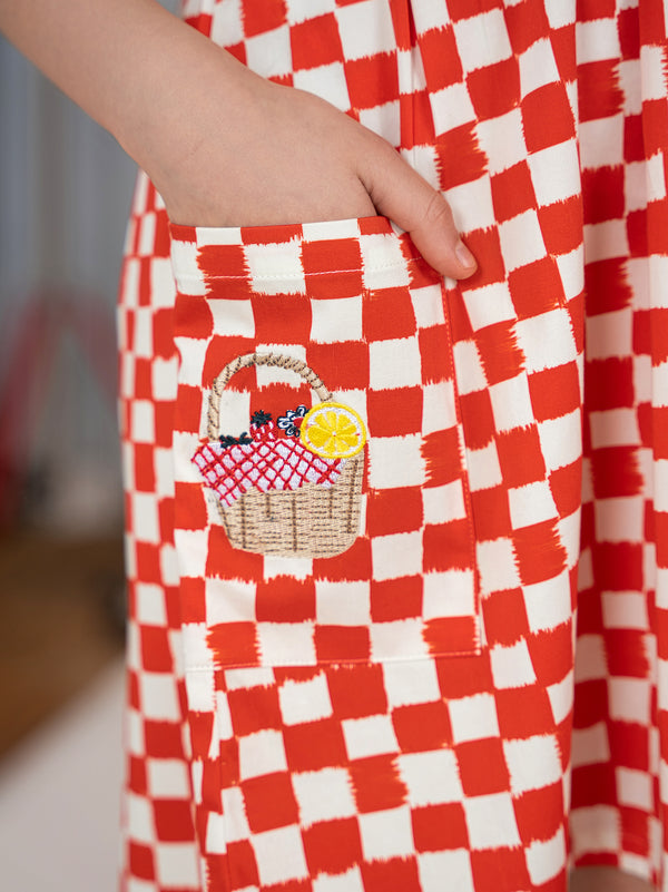Kix Girls Picnic Gingham Jumper Red/White