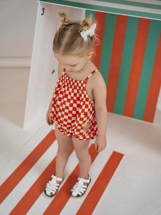 Kix Baby Picnic Gingham Romper Red/White