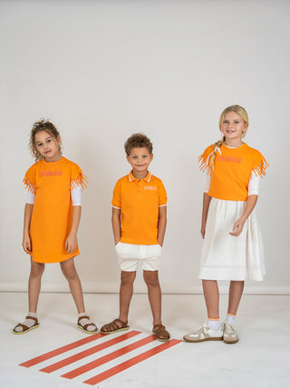 Kix Boys Print Long Sleeves Polo Orange