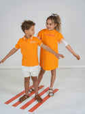 Kix Boys Barcode Print Short Sleeves Polo Orange