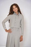 Kix Girls Cropped Shirt Grey